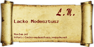Lacko Modesztusz névjegykártya